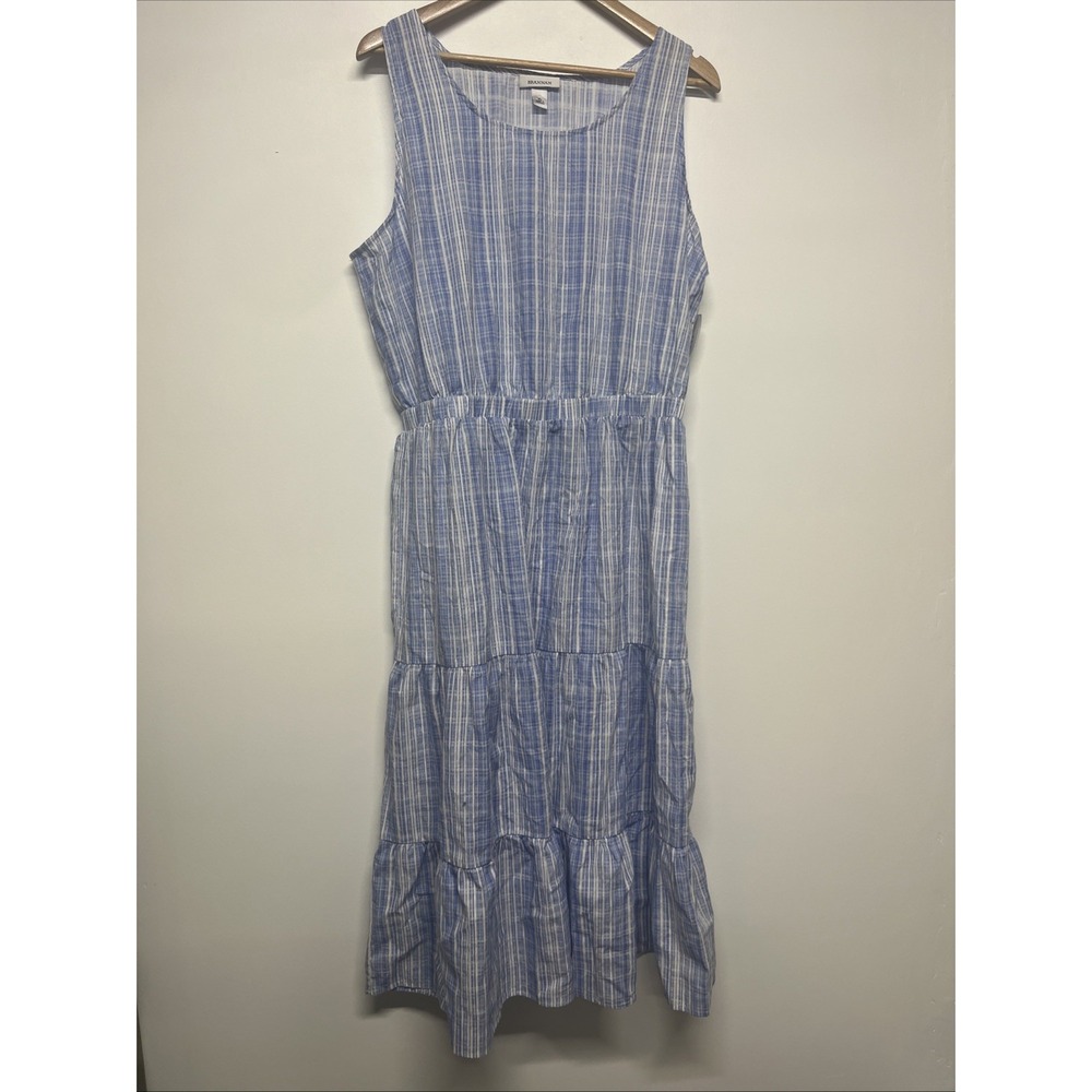Brannan Dress Women's‎ Size XL Maxi Sleeveless Lagenlook Cottage Tiered Blue